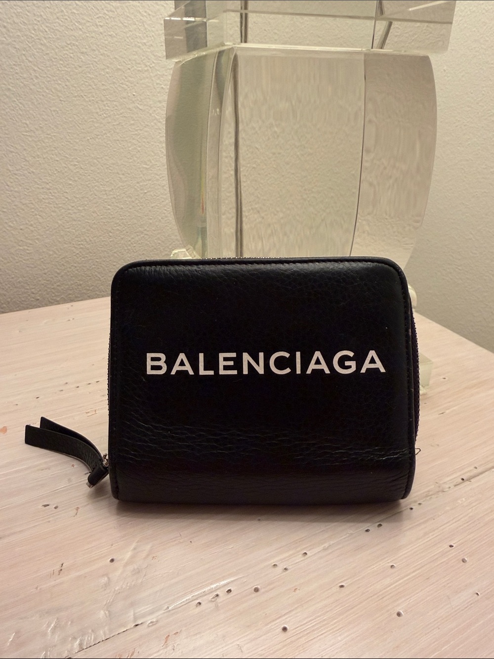 Black and White Logo Zip-Around Wallet